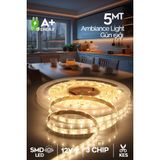 Suled Şerit LED 5 Metre 3 Çipli Pro Ambiyans Aydınlatma Mutfak Salon Yatak Odası Şerit LED Işık - Gün Işığı