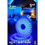Suled Şerit LED 5 Metre 3 Çipli Pro Ambiyans Aydınlatma Mutfak Salon Yatak Odası Şerit LED Işık - Mavi