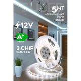 SULED Şerit Led 5 Metre Beyaz Işık 3 Çipli Pro Ambiyans Aydınlatma Mutfak Salon Yatak Odası Led Işık