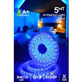 SULED Şerit Led 5 Metre Mavi Işık 3 Çipli Pro Ambiyans Aydınlatma Mutfak Salon Yatak Odası Led Işık