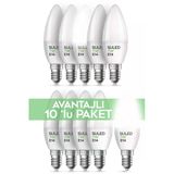SULED Sl-1023 Grafen Beyaz Işıklı 10 Adet Mum Buji Ampul Avize Abajur Lambası Ince Duylu Lamba E14 Duy