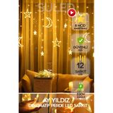 SULED Sl-1037 Ay Yıldız Perde Led 8 Mod Saçaklı Perde Peri Mutfak Işık Dekoratif Lamba Led Işık