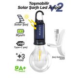 SULED Solar Şarjlı Taşınabilir Led Ampül V2 Outdoor Kamp Bahçe Lambası 10W Askılı Kırılmaz Led Işık