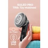 SULED Tiftik Tüy Toplama Makinesi USB Şarjlı Kazak Kumaş Elbise Tüy Toplayıcı Siyah