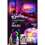 Suled Tv Arkası 10 Metre Bluetooth Telefon Kontrollü Smart Şerit LED Sese Duyarlı Kumandalı LED Işık