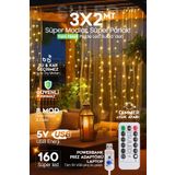 SULED USB PERDE LED 3X2 Metre 160 Led Kumandalı Su Geçirmez İç ve Dış Mekan Ambiyans Aydınlatma Işığı