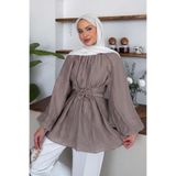 Şulemoda Giyim Hesna Balon Kol Tunik Vizon