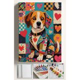 Su'lepas Sayılarla Boyama Çerçeveli Hobi Seti Numaralı Tuval Fırça Boya Dahil Kasnaklı HALI DESENLİ KÖPEK 40X50 Cm