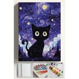 Su'lepas Sayılarla Boyama Seti Numaralı Tuval Fırça Boya 40x50 Cm Kara Kedi