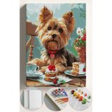 Su'lepas Sayılarla Boyama Seti Numaralı Tuval Fırça Boya 40x50 Cm -SÜS KÖPEĞİ PASTA 1