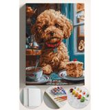 Su'lepas Sayılarla Boyama Seti Numaralı Tuval Fırça Boya 40x50 Cm - SÜS KÖPEĞİ PASTA 2