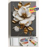 Su'lepas Sayılarla Boyama Seti Numaralı Tuval Fırça Boya Dahil Kasnaklı Set 50x70 Cm ALTIN ÇİÇEK