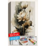 Su'lepas Sayılarla Boyama Seti Numaralı Tuval Fırça Boya Dahil Kasnaklı Set 50x70 Cm - DAMLA SARI ÇİÇEK