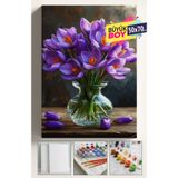 Su'lepas Sayılarla Boyama Seti Numaralı Tuval Fırça Boya Dahil Kasnaklı Set 50x70 Cm - MOR VAZO ÇİÇEKLER