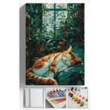 Su'lepas Sayılarla Boyama Tuval Seti Fırça Boya Dahil (Çıtalı) 40x50 CM - UYUYAN KEDİ