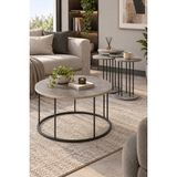 Sulora Home Sulorahome 4'lü Yuvarlak Orta ve Zigon Sehpa Seti Gri ve Siyah