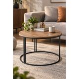 Sulora Home Sulorahome Ceviz Desenli Yuvarlak Orta Sehpa Kahverengi 70 cm