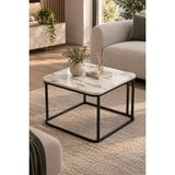 Sulora Home Sulorahome Damla Kare Orta Sehpa Ekru Desenli Metal Ayaklı