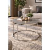 Sulora Home Sulorahome Gordion Desenli Gri Orta Sehpa Gümüş Ayaklı Yuvarlak Salon Sehpası