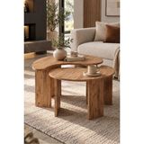 Sulora Home Sulorahome Orta Sehpa 2'li Sehpa Seti Oval Modern Dekoratif Salon Oturma Odası Sehpası Denge 9253 Atlantik Çam