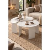Sulora Home Sulorahome Orta Sehpa 2'li Sehpa Seti Oval Modern Dekoratif Salon Oturma Odası Sehpası Denge 9255 Beyaz