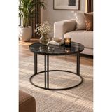 Sulora Home Sulorahome Siyah Orta Sehpa 70 cm Çapında Yuvarlak Salon Sehpası