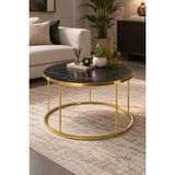 Sulora Home Sulorahome Siyah ve Gold Ayaklı Yuvarlak Orta Sehpa
