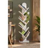 SuloraHome 10 Raflı Beyaz Ağaç Kitaplık