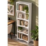 Sulorahome 5 Raflı Modern Dalgalı Tasarım Beyaz Kitaplık ve Raf Ünitesi