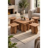 Sulorahome 5'li Modern Orta Sehpa ve Zigon Sehpa Seti - Atlantik Çam