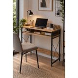 Sulorahome Çam Desenli Kahverengi Çalışma Masası ve Raflı Bilgisayar Masası - 90x37 cm