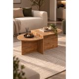 Sulorahome Kademeli Oval Orta Sehpa Kahverengi Atlantik Çam Desenli