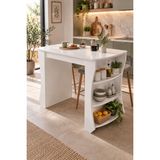 Sulorahome Mutfak Adası ve Kahvaltı Masası Raflı Beyaz Masa 120X60 cm - 120 x 60 cm