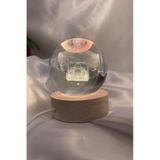 Sultan Ahmet 3D Led Işık Gecelambası Cam Küre Çok Renk Günışığı Ahşap Sultanahmet Cami Gece Lambası 6 cm