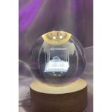 Sultan Ahmet 3D Led Işık Gecelambası Cam Küre Tek Renk Günışığı Ahşap Sultanahmet Cami Gece Lambası7 cm