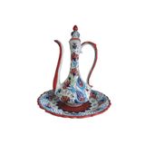 Sultan Çini Lale Desenli El İşi Tabaklı İbrik Vazo