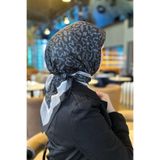 Sultan Eşarp Sultan Fresh Pamuk Eşarp - Sade Çiçek Deseni - SFE002-03 - Siyah, Gri