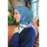 Sultan Eşarp Sultan Fresh Pamuk Eşarp - Yaprak Desen - SFE006-01 - İndigo, Yeşil