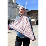 Sultan Eşarp Sultan Fresh Pamuk Şal - Çıtır Çiçek Deseni - SLF005-09 - Krem, Mor, Pembe, Turuncu