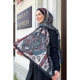 Sultan Eşarp Sultan Fresh Pamuk Şal - Orient Express Modeli - SLF001-05 - Mavi, Siyah, Bordo