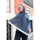 Sultan Eşarp Sultan Fresh Pamuk Şal - Yonca Deseni - SLF004-04 - Siyah, Mavi, Krem