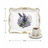 Sultan Lavanta Çiçeği Desenli Küçük Servis Tepsisi | 30x25 cm | Dekoratif Çay ve Kahve Sunum Tepsisi
