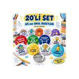Sultan magnet hediyelik 20’li Karışık Okul Rozeti 44 mm İğneli Öğrenci Motivasyon ve Başarı Rozetleri
