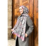 Sultan Soft Pamuk Şal - Retro Desen - SLT3078-15 - Pembe, Gri