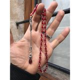 Sultan Telkari Sürmeli Bordo Renk Beyzi Kesim Toz Kehribar Tesbih