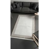 Sultan Zen Çizgili Çerçeveli Desen Vizon Modern Akrilik Makine Dokuma Salon Halısı - 6608