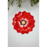 Sulu Boya Kırmızı Pembe Gül Desenli Fincan Uyumlu Nakışlı Kokteyl Peçetesi 1 Adet - Renkli - 15 x 15 cm
