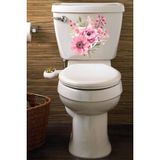 Sulu Boya Pembe Çiçekler Klozet ve Banyo Sticker Seti