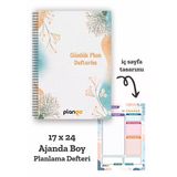 Suluboya Çiçek Spiralli Günlük Planlama Defteri - 100 Sayfa - 17X24 Planlayıcı Defter