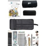 Suluboya Defteri 300 Gr. A5 12 Yp Aquarell-Cepli Siyah Kalemlik 24 Bölmeli + Kalem Kutusu Set